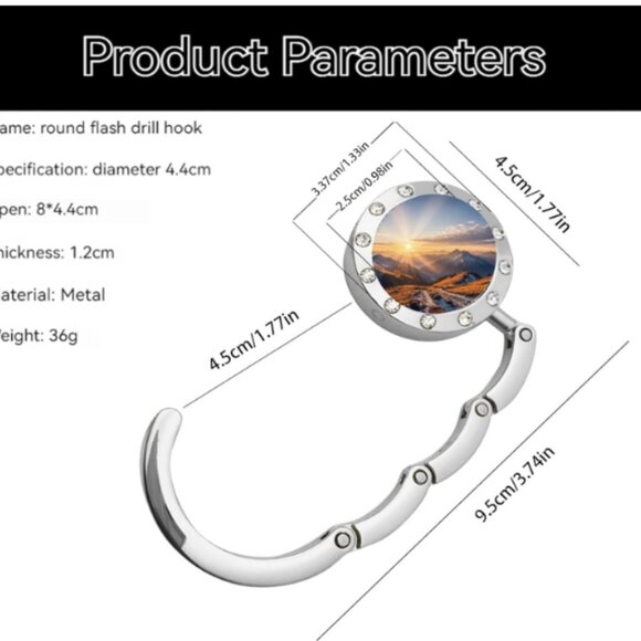 Assorted Crystal Scenery Foldable Handbag Purse Hook - Purse Table Hanger NEW - Picture 3 of 4